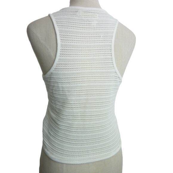 NWT Madewell Crochet-Knit Cutaway Tank in White S Top Racerback Boho - Picture 4 of 7